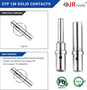 JRready ST6335 DTP Connector Kit, 2 Pin, 4 Pin Waterproof Electrical Connector with Size 12 Solid Contacts Pin Sockets, Current Rating 25 Amps