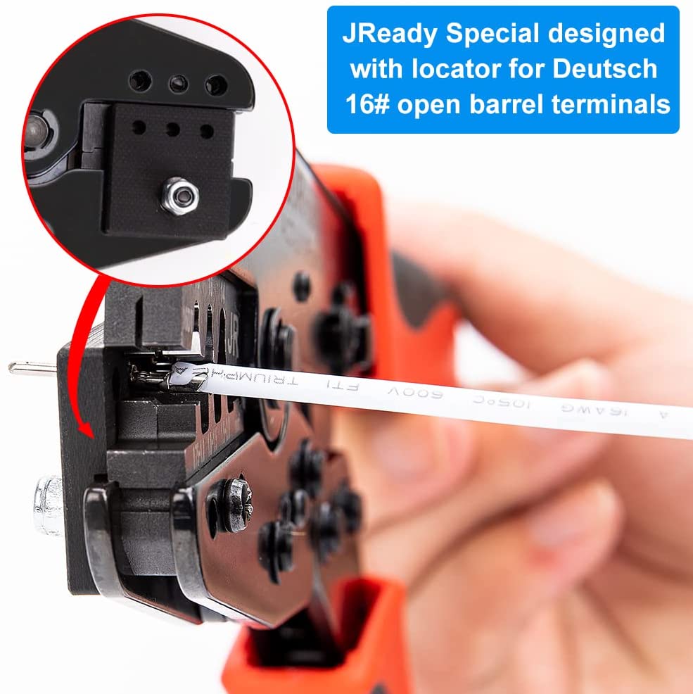 JRready ACT-LY-12DTP / ACT-LY-16DT / ACT-LY-20DTM Open Barrel Terminal Crimper for JRready / Deutsch DTP DT DTM Series 12#, 16#, 20# Stamped Formed Contacts