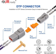 JRready ST6334 DTP Connector Kit, 2 Pin & 4 Pin Waterproof Electrical Connectors 5 Sets with Size 12 Stamped Contacts 14-12AWG