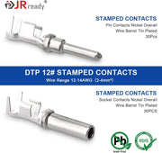 JRready ST6334 DTP Connector Kit, 2 Pin & 4 Pin Waterproof Electrical Connectors 5 Sets with Size 12 Stamped Contacts 14-12AWG