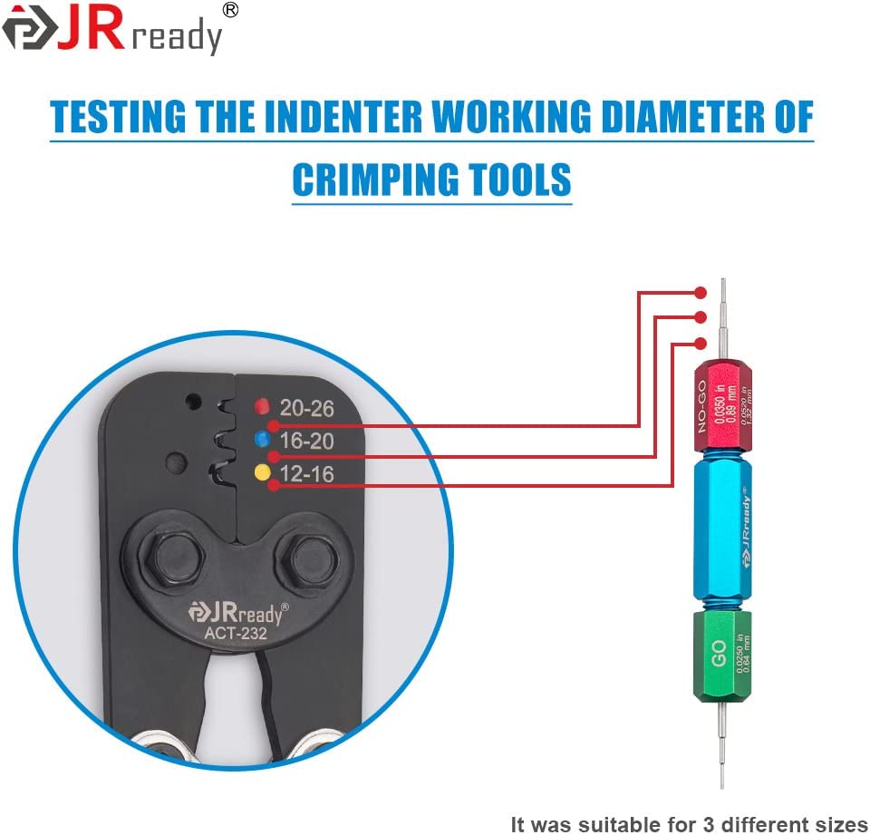 JRready CRIMP TOOL KIT: ACT-232(RED) (M22520/37-01 AD-1377) Crimp Tool & G411 Gage (M22520/39-01)  for Crimping M81824/1,6,7,8,9,10,11,13,14 Heat Shrinkable Splices