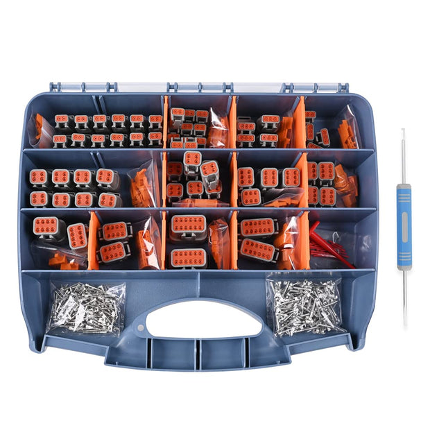 JRready ST6331 414PCS Deutsch DTM Connectors kit,2-12 Pin Gray Waterproof DTM Connector, Size 20 Stamped Pin Sockets(16-22 AWG), Seal Plugs