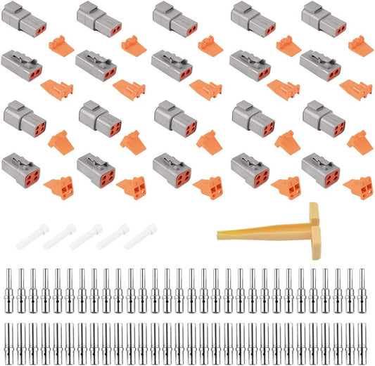 JRready ST6335 DTP Connector Kit, 2 Pin, 4 Pin Waterproof Electrical Connector with Size 12 Solid Contacts Pin Sockets, Current Rating 25 Amps