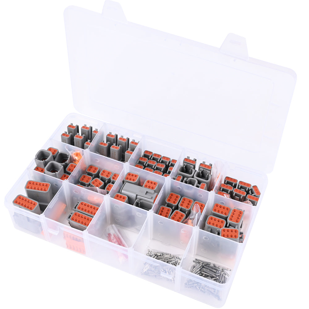 JRready ST6293 Deutsch DTM Connector Kit 2 3 4 6 8 and 12 Pin Automotive Electrical Connectors with Size 20 Solid Contacts Crimp Wire Gauge 16-22AWG,7.5A