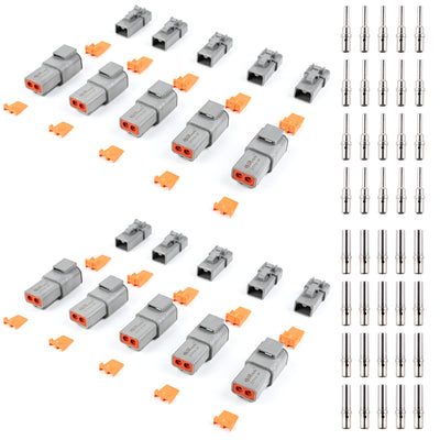 JRready ST6285 10 pairs 2 Pin Deutsch DTP Connector Kit with 20 Pairs Solid Male & Female Closed Barrel Terminal Kit 16-12 AWG(1.0-3.0mm²)