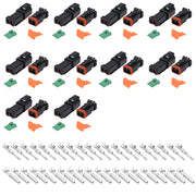 JRready ST6268 10 Sets Black Sealed Enhanced DT 2 Pin Connectors, Waterproof Electrical Wire Connector with Stamped Formed Contacts 14-18 AWG