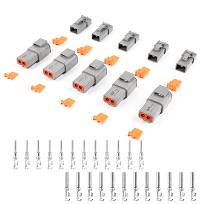 JRready ST6283 Kit: 5 Sets DTP 2 Pin Electrical Connector Kit with Open Barrel Terminals14-12AWG(2.0-4.0mm²)