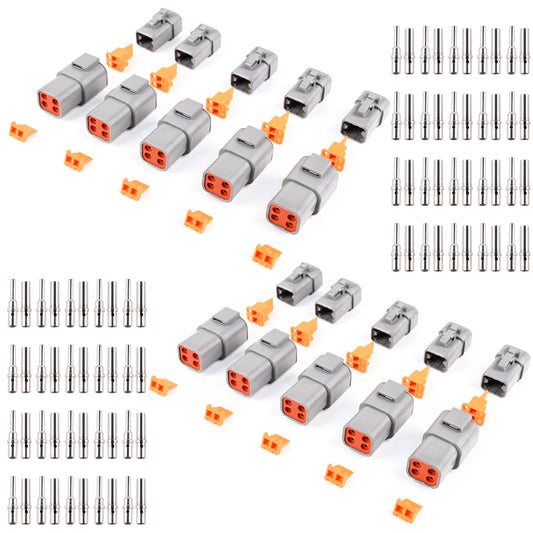 JRready ST6279 DTP 4 Pin (10 Sets) Waterproof Wire Connector Kit with 40 Pairs Closed Barrel  Contacts Terminals For Car, Truck, Motorcycle, Boat