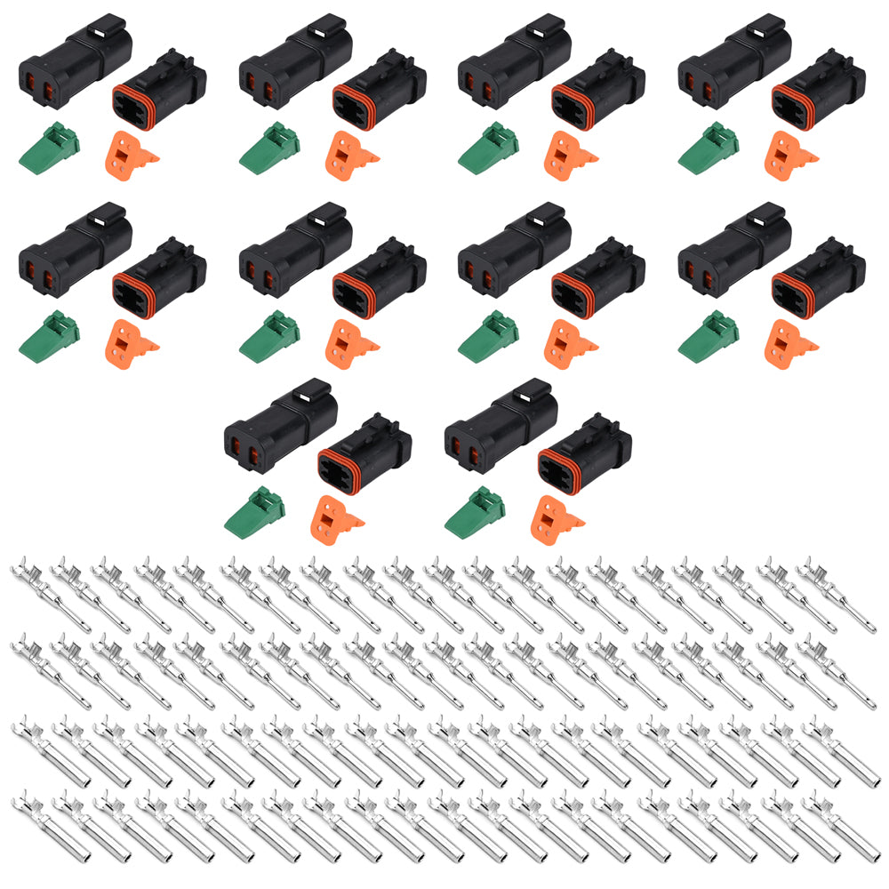 JRready ST6270 10 Sets Black Sealed Enhanced DT 4 Pin Connectors, Waterproof Electrical Wire Connector with Stamped Formed Contacts 14-18 AWG