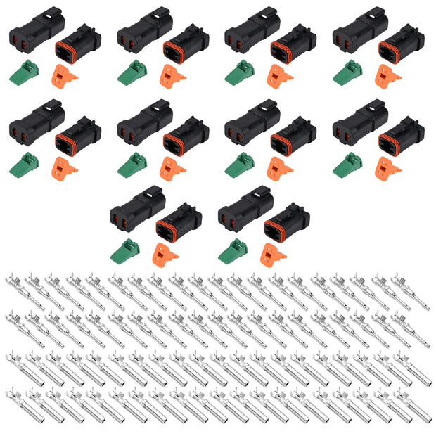 JRready ST6270 10 Sets Black Sealed Enhanced DT 4 Pin Connectors, Waterproof Electrical Wire Connector with Stamped Formed Contacts 14-18 AWG