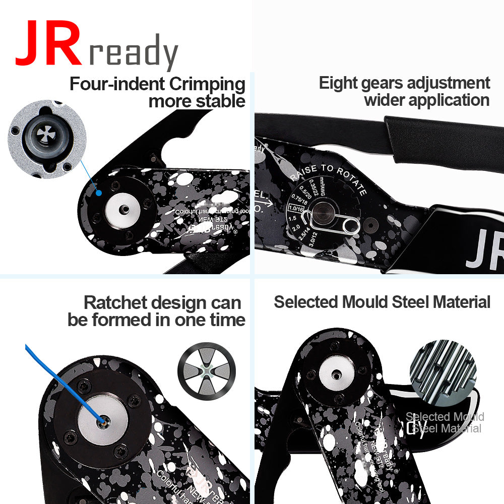 JRready NEW-DT2 New Appearance Connector Crimp Tool (HDT-48-00 JRD-HDT-48 Equivalent) for DT DTM DTP Connector 12#，16#，20# Pins/Sockets 12-22 AWG