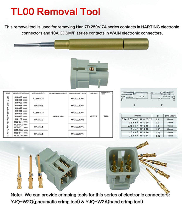 JRready TL00 (09990000012) Pin Removal Tools Harting Extraction Tool for remove HARTING, TE Han DD Heavy Duty connectors