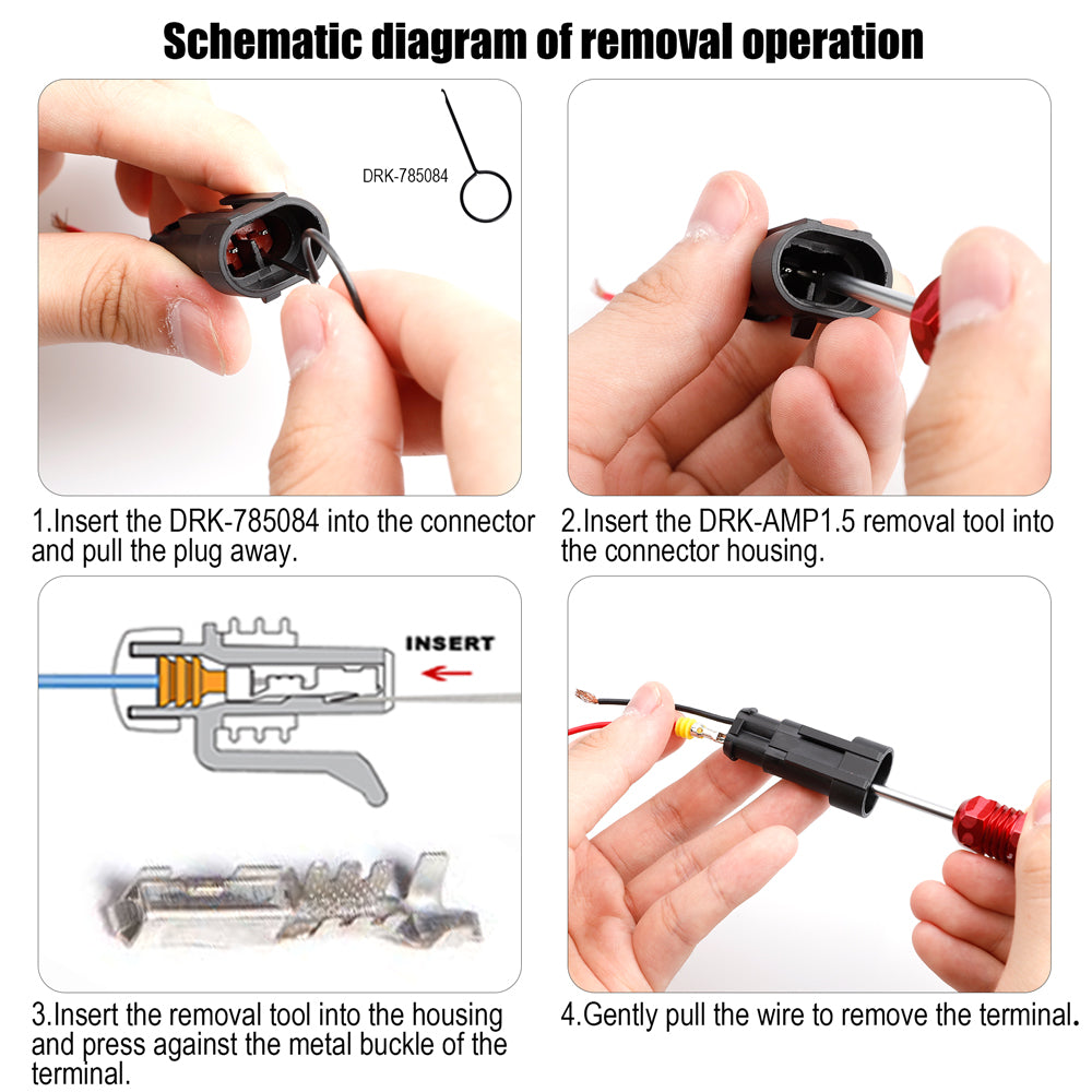 JRready ST5226 Kit: DRK-AMP1.5 (9-1579007-1) & DRK-785084 Automotive Car Connector Removal Tool Extraction Tool for TE Connectivity AMP Superseal 1.5 Series Contacts AMP Superseal 1.5mm Series, Multilock .070, 968880, 968849, 144431-1, -3 Contacts