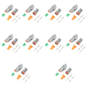 JRready ST6246 DT 2 Pin Connector 10 Sets, Gray Waterproof Electrical Wire Connector with Solid Contacts 14-16AWG