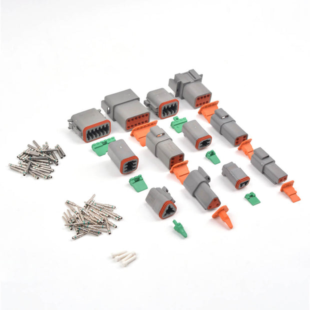 ST6134 DT Connector Kit 2-12 Pin Gray Waterproof Connectors/16# Barrel Style Terminals(14 AWG)/Seal Plugs