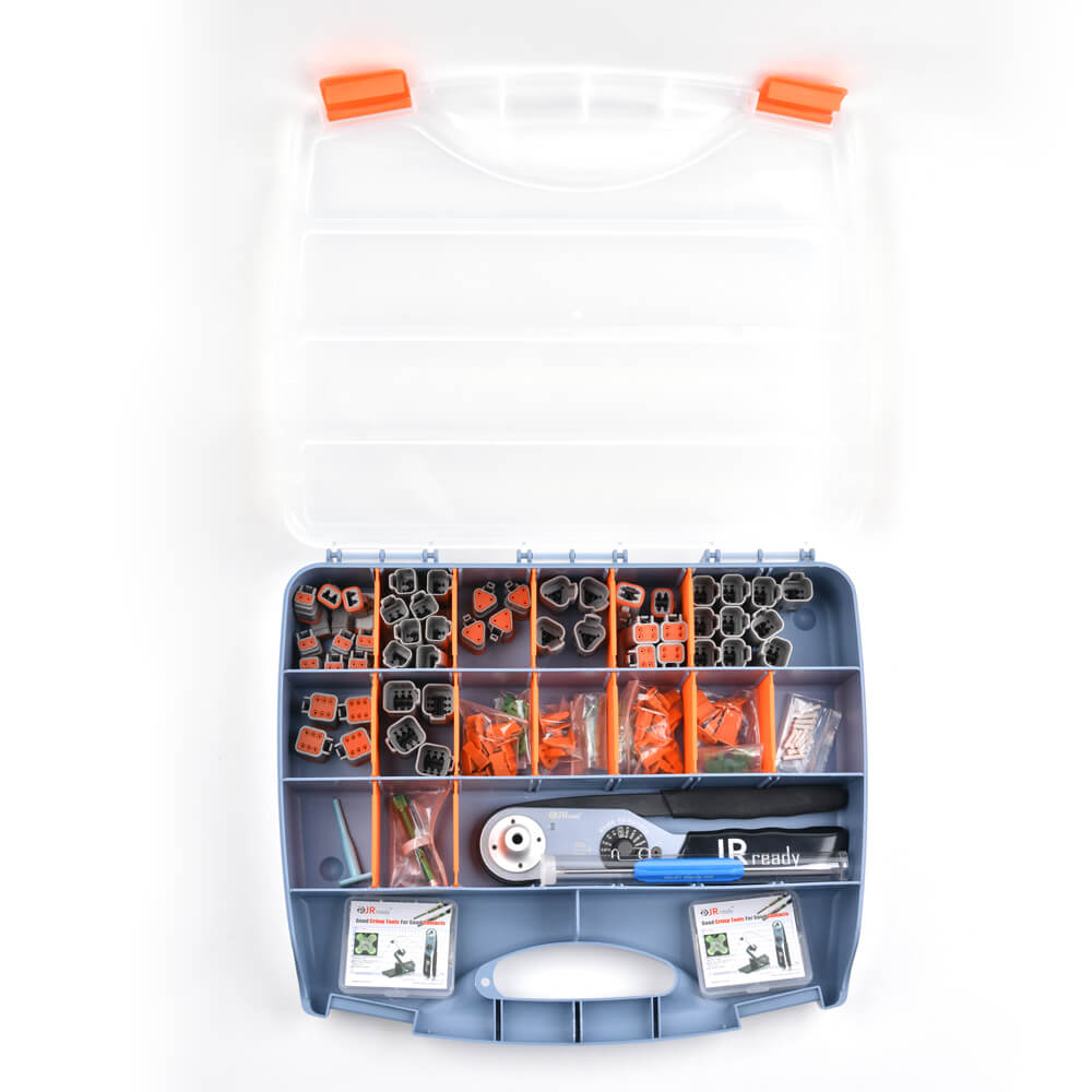 JRready ST6144 333PCS DT Connector Kit(Deutsch Connectors Kit) 2 3 4 6 Pin Connectors & 16# Solid Contacts Terminals & JRD-HDT-48 Crimper（DEUTSCH HDT-48-00) 12-22AWG
