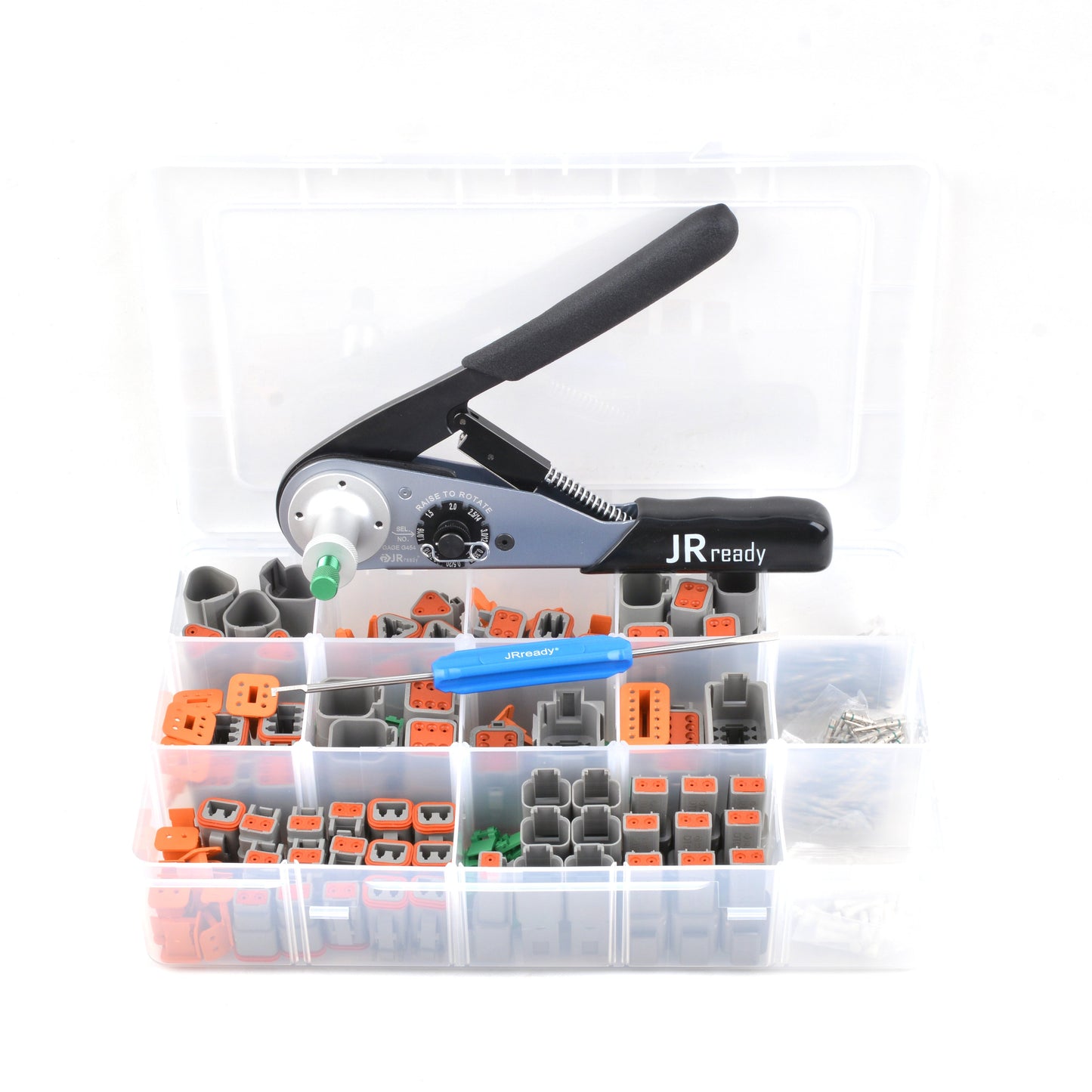 JRready ST6146 DT Connector Kit, 2-12 Pin 368 PCS Connector/Solid Contact/Crimper ACT-M202 for 12-22AWG