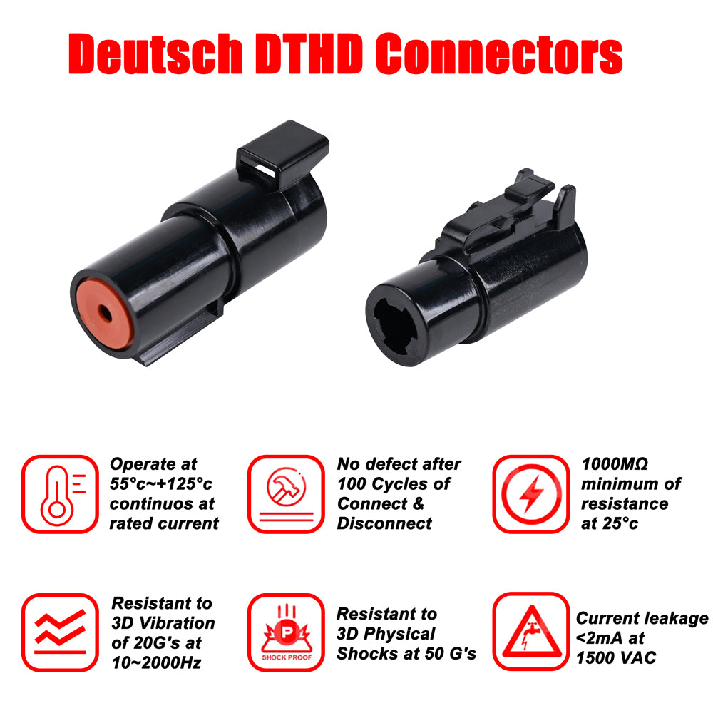 JRready ST6286 1 Pin DTHD Connector 4 Sets,IP67 Waterproof Connectors,Contact Size 12, Wire Gauge 12-14AWG,25A