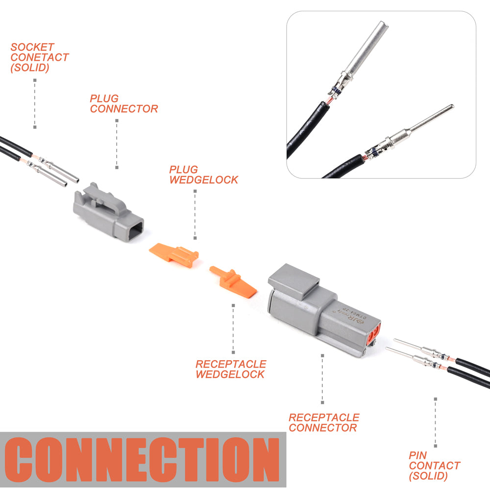 JRready ST6293 Deutsch DTM Connector Kit 2 3 4 6 8 and 12 Pin Automotive Electrical Connectors with Size 20 Solid Contacts Crimp Wire Gauge 16-22AWG,7.5A