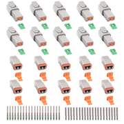 JRready ST6246 DT 2 Pin Connector 10 Sets, Gray Waterproof Electrical Wire Connector with Solid Contacts 14-16AWG