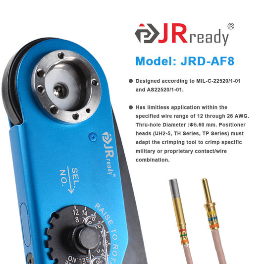 JRready JRD-ASF1 (M22520/1-01 Equivalent) Wire Crimper for Mil Aviation Contacts Connectors 12-26 AWG
