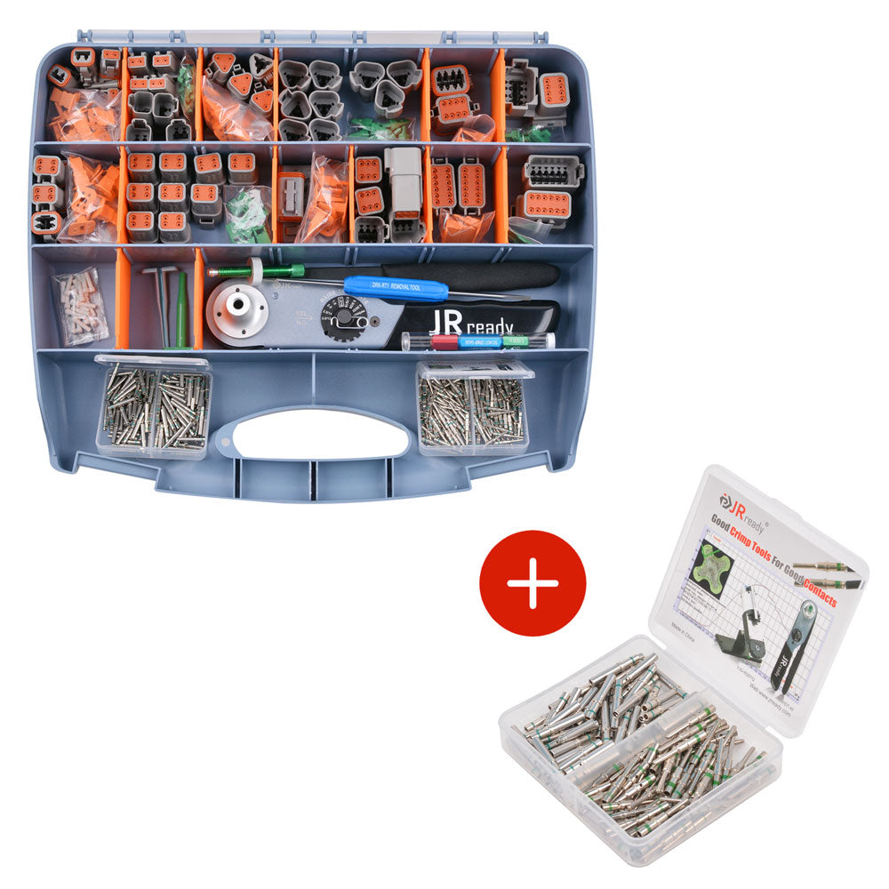 JRready JST6110 (520PCS) 2-12 Pin DT Connector Kit with JRD-HDT-48-00 (HDT-48-00) Crimp Tool Wire Size 12-22AWG, Send FREE GIFT: Connector / Contact / Removal tool kit