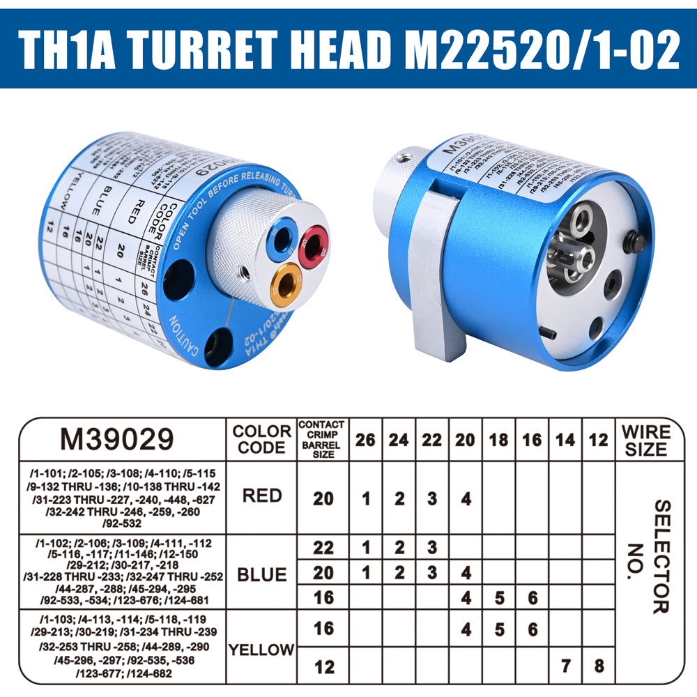 JRready TH1A M22520/1-02 Turret Head For M38999 Series MIL Pin/Socket Use With JRD-ASF1 M22520/1-01 Crimper
