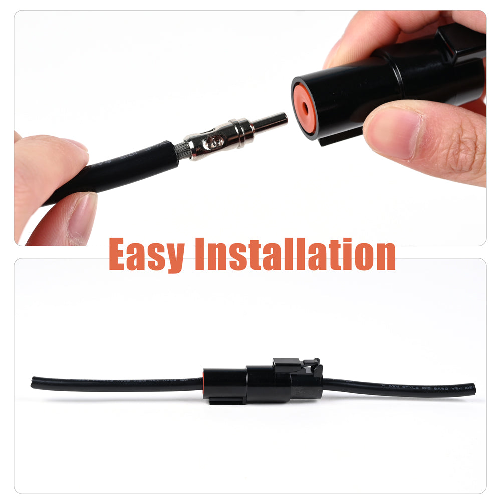 JRready ST6287 Kit: 2 Sets 1 Pin DTHD  IP67 Waterproof Connecotrs for Heavy-Duty Applications with Size 8 Contacts Crimp Wire Gauge 8-10AWG,60A