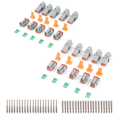 JRready ST6246 DT 2 Pin Connector 10 Sets, Gray Waterproof Electrical Wire Connector with Solid Contacts 14-16AWG
