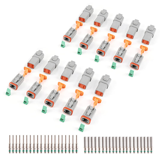 JRready ST6248 DT 4 Pin Connector 10 Sets, Gray Waterproof Electrical Wire Connector with Solid Contacts 14-16AWG