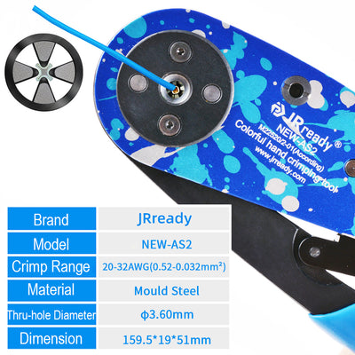 JRready NEW-AS2 Colorful Appearance Small Size Wire Crimper ( M22520/2-01 ACT-M101 Equivalent)20-32 AWG