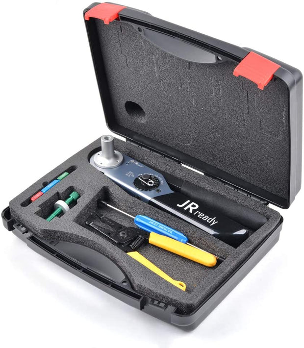 JRready JST2109S JRD-HDT-48 Closed Barrel Crimper Kit with IDEAL 45-120 Wire Stripper & G454 Gage & DRK-RT1 Removal tool Work with DT,DTM,DTP Connector 12#, 16#, 20# Solid Contacts